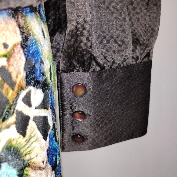 DARK CHOCOLATE TEXTURED SILK BLOUSE - Picture 6 of 8